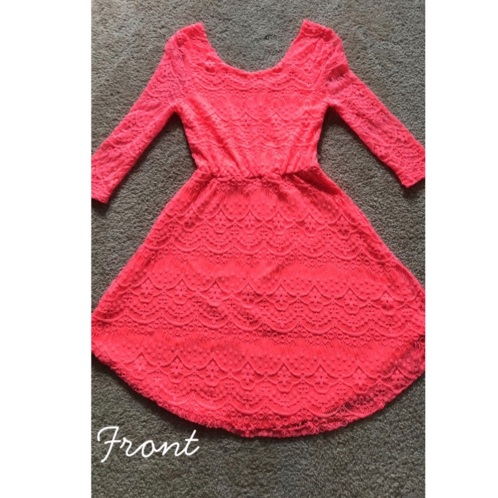 Coral crocheted mini dress - NWT